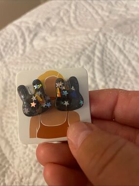 Woman Black Bunny 🐰 with Stars Earrings